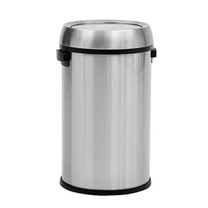 Fingerprint-Proof Stainless Steel Trash Can - 65L / 17 Gallon Large Capacity - Open Top Design - Heavy Duty Commercial Kitchen Garbage Bin - Perfect for Restaurant, Office, Hotel - Durable Waste Container