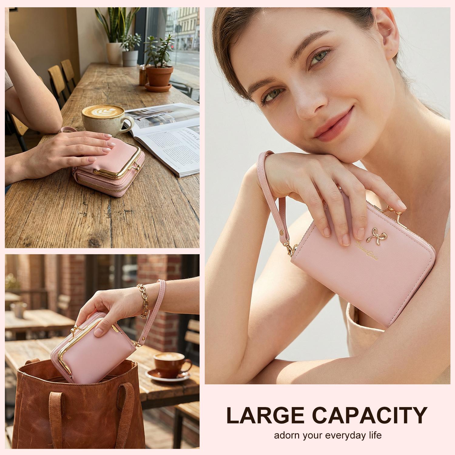 Cute Bow Mini Wallet with Zipper, Card Slots & Coin Pocket, Wrist Strap, Compact & Travel Friendly for Everyday Carry, Bags, Travel, Errands, Dates