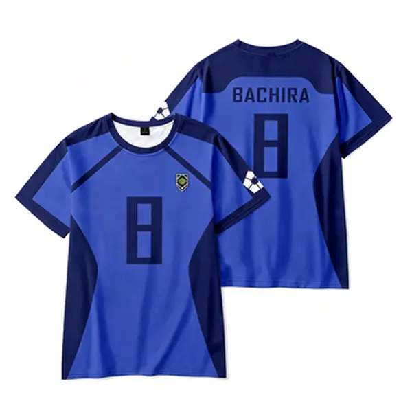 Summer men's crew neck short-sleeve jersey, BLUE LOCK anime printed sports short-sleeve T-shirt, casual sports top Athletic Tee Athletic Fitness Clothes