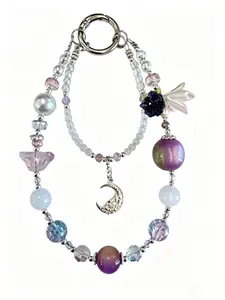 Handmade Custom Blue Beaded Smartphone Lanyard Pendant for Girls - Fresh Mobile Phone Chain Gift Hot-Selling Accessory