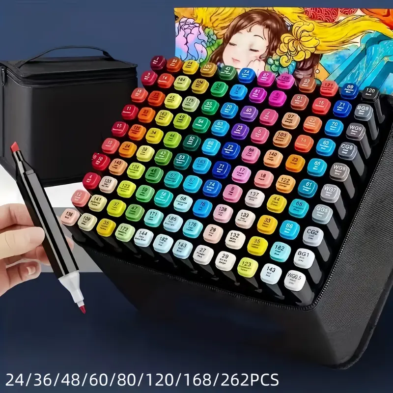 マーカーセット  262色 Amazon.com: ATOPSHINY Alcohol Markers 262 Colors Drawing Pens Set