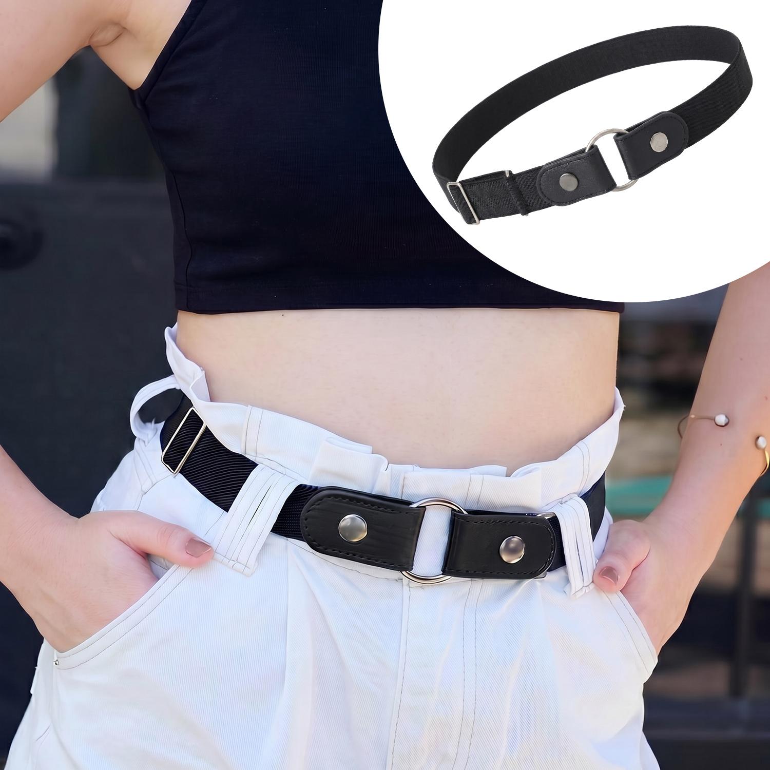 No Buckle Elastic Belt for Men & Women, Adjustable Invisible Stretch Belt with No Bulge for Jeans & Casual Outfits