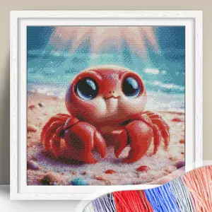 Crab Pattern 11CT Cross Stitch Kit, 1 Set Cross Stitch Printed Canvas, DIY Cross Stitch Kit for Home Decor, Wall Art, Home Decor
