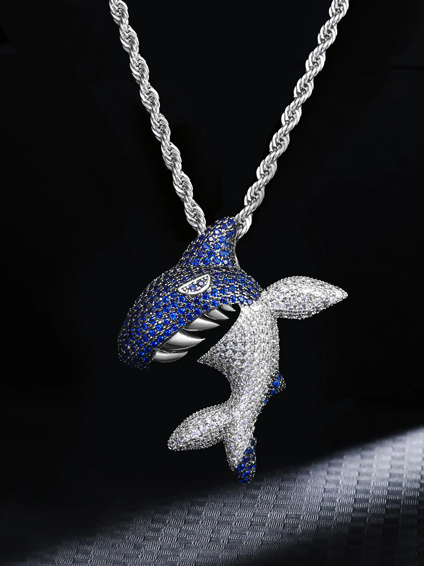 ICED CHICS Hip-hop Deep Sea Shark Pendant, cute little shark, copper inlaid zircon material, street style, streetwear jewelry, Jewelry Gifts, birthday gift, suitable for both men and women.
