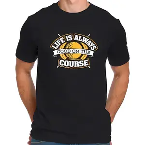 Cotton Short Sleeve T-Shirt With Golf Ball - - " Life Is Always Good-All-Cotton