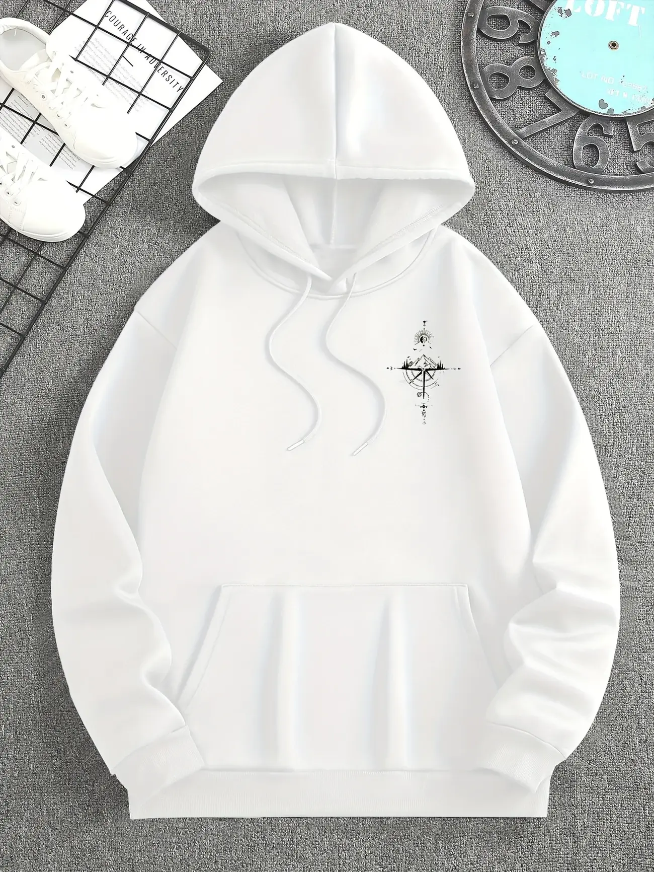 Men's Starry Sky Graphic Hoodie, Casual Loose Fit Plush-Lined Pullover Top for Autumn and Winter Sports Menswear, Tops, Sweatshirts, Long Sleeve, Galaxy, Casual Hoodies & Sweatshirts, Cozy Men's Hoodies