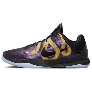 Men's Nike Zoom Kobe 5 Protro Year of the Mamba Low-Top Basketball Sports Shoes, Black Purple Gold Limited Edition, All-Season Wear