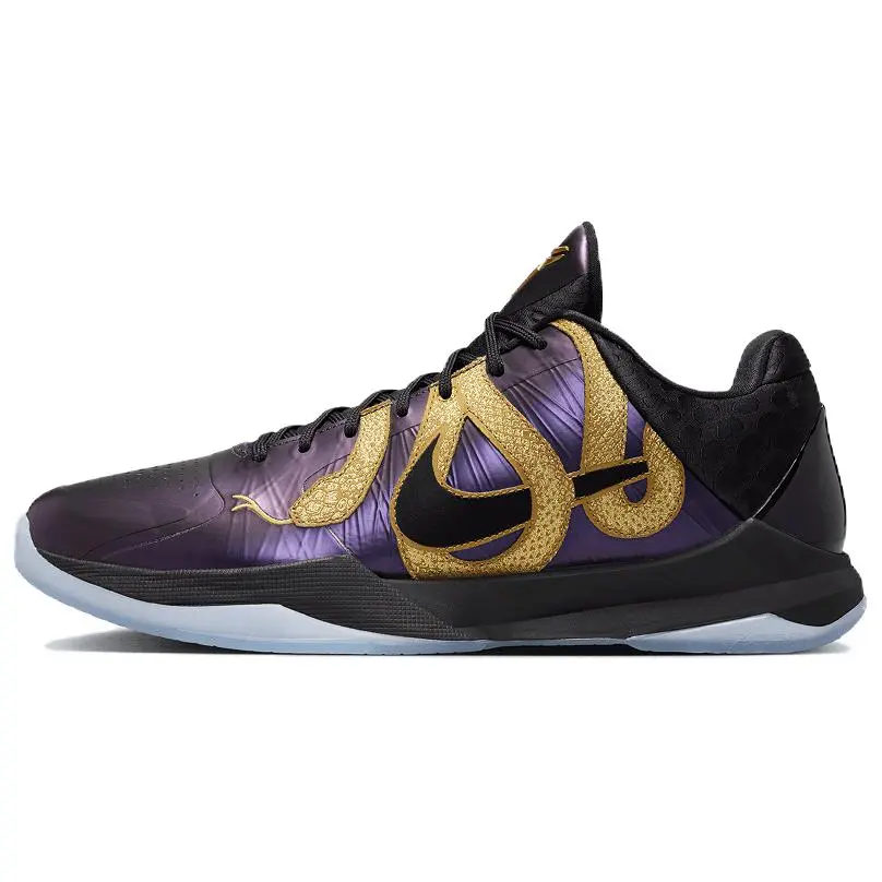 Men's Nike Zoom Kobe 5 Protro Year of the Mamba Low-Top Basketball Sports Shoes, Black Purple Gold Limited Edition, All-Season Wear