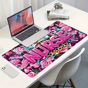 Free Express1pc, Pink Mouse Pad, Rescue Station Nurse Pattern Keyboard Pad, Dirt-Resistant Non-Slip High-End Office Desk Mat, Heat-Resistant Coffee Mat Decoration, Desktop Mat, Gaming Accessories Keyboard Pad