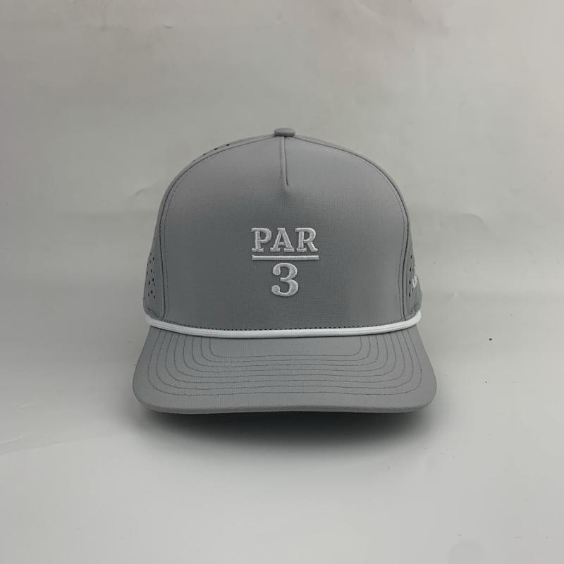 3 Under Par Co "Par 3" Edition Golf Hat - Grey with Perforated Design and White Trim