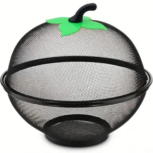 BHRAKH PCS Heavy-Duty Metal Fruit Basket Set with Mesh Cover – Rust-Proof Wire Storage Organizer, Airflow Ventilation & Hanging Holes, Reusable for Kitchen, Camping & Christmas Décor