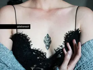 Mandala Temporary Tattoo Blackwork Mehndi Chest Sternum Body Art