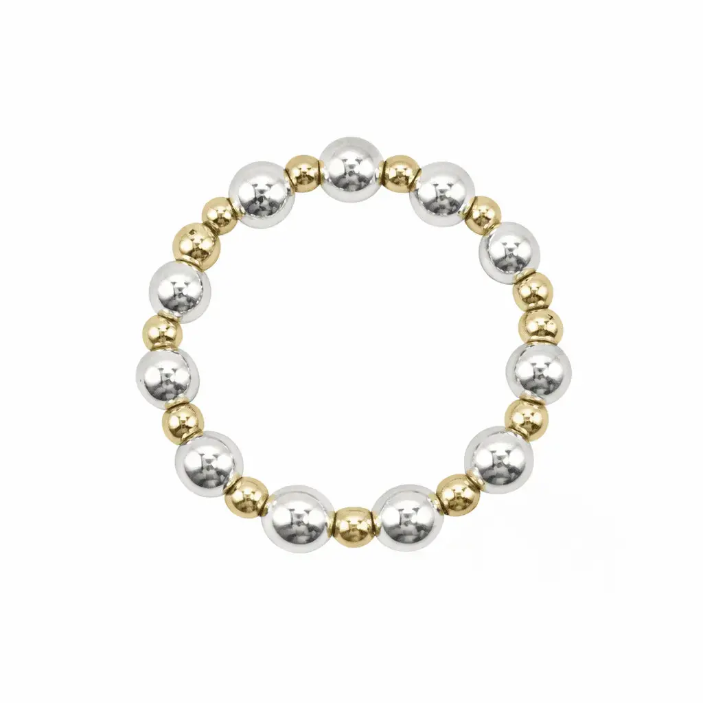 Sterling Silver 4mm and Gold filled 2mm beaded Waterproof Stretch Ring