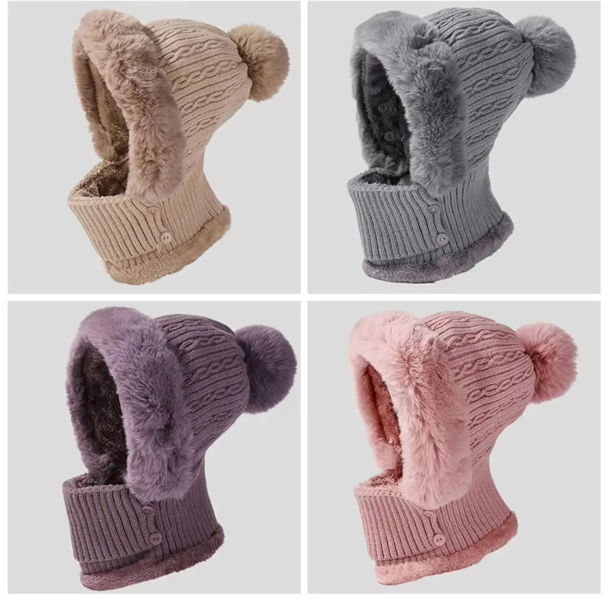 Women's Ribbed Knit Winter Motorcycle-Inspired Balaclava - Warm Full-Face Mask with Ear Flaps, Neck Gaiter, Cold Weather Motorcycle Protective Gear for Outdoor Activities, Motorcycle-Inspired Balaclavas