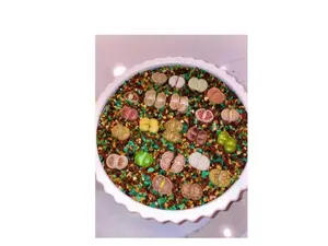 Pottery 12" Round Ceramic Planter White with Colorful Decorative Elements Inside