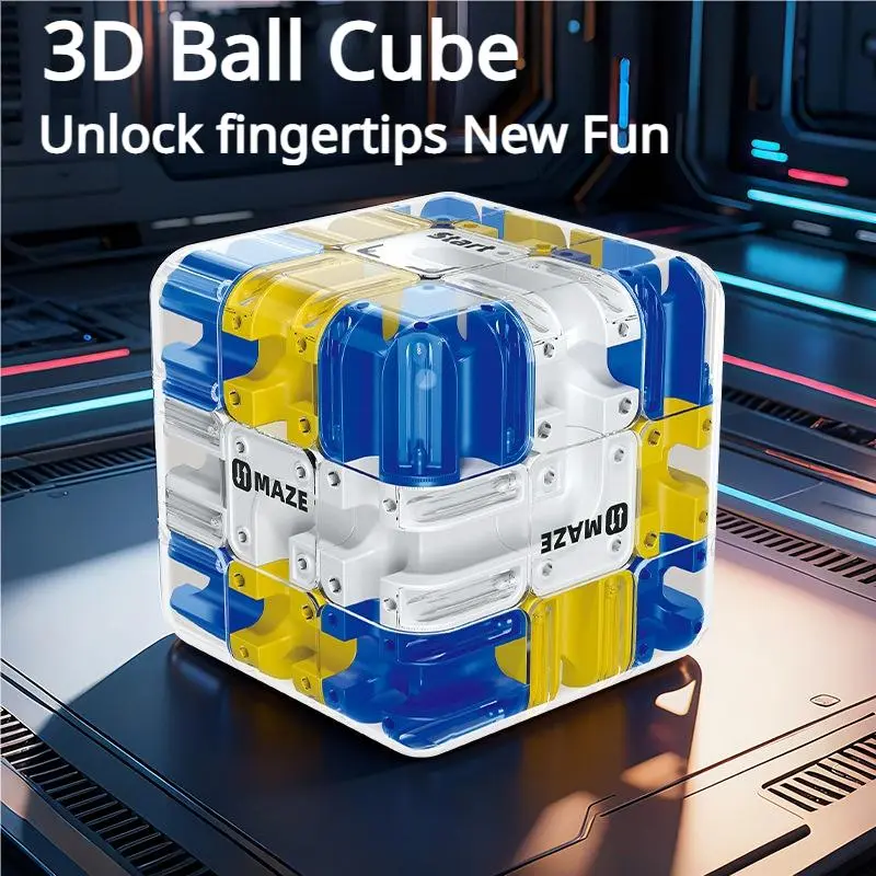 3D Ball Cube Maze Puzzle - Fingertips Unlocking Logic Training Learning Toy, Educational Tool for Kids, Stress Relief Magic Cube Game, Unlock Fingertips