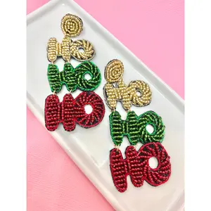Ho, Ho, Ho Beaded Christmas Earrings