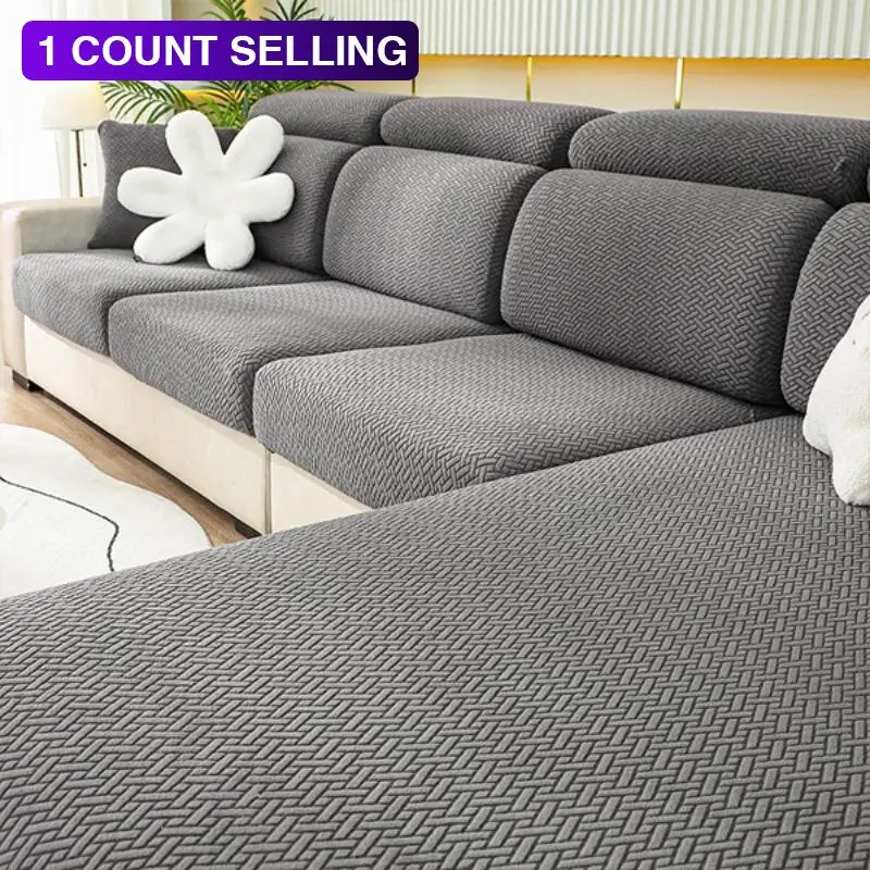 Solid Color Sofa Cover, 1 Count Four Seasons Universal Elastic Sofa Slipcover, Dustproof and Anti slip Sofa Cover for Home Living Room, Stretch Sofa Cover
