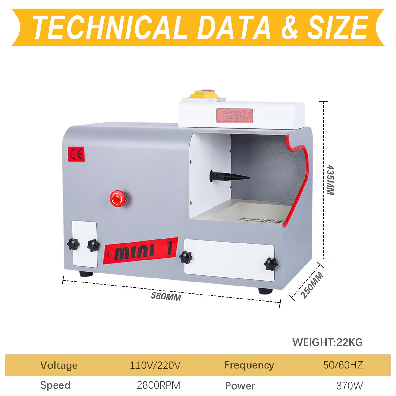 370W 2800RPM Mini 1 Jewelry Polishing Machine with Dust Collector - Professional Bench Polisher for Jewelry Making, Metal Buffing & Repair