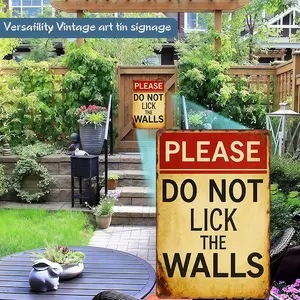 Funny Humor Metal Sign "PLEASE DO NOT LICK THE WALLS" Humorous Retro Wall Art & Home Decoration, Wall Decor & Bedroom Decor for Home, 8×12 Inch Aluminum, Vintage Rustic Style, Ideal Gift for Humor Fans & Quirky Home Decor Lovers Friend