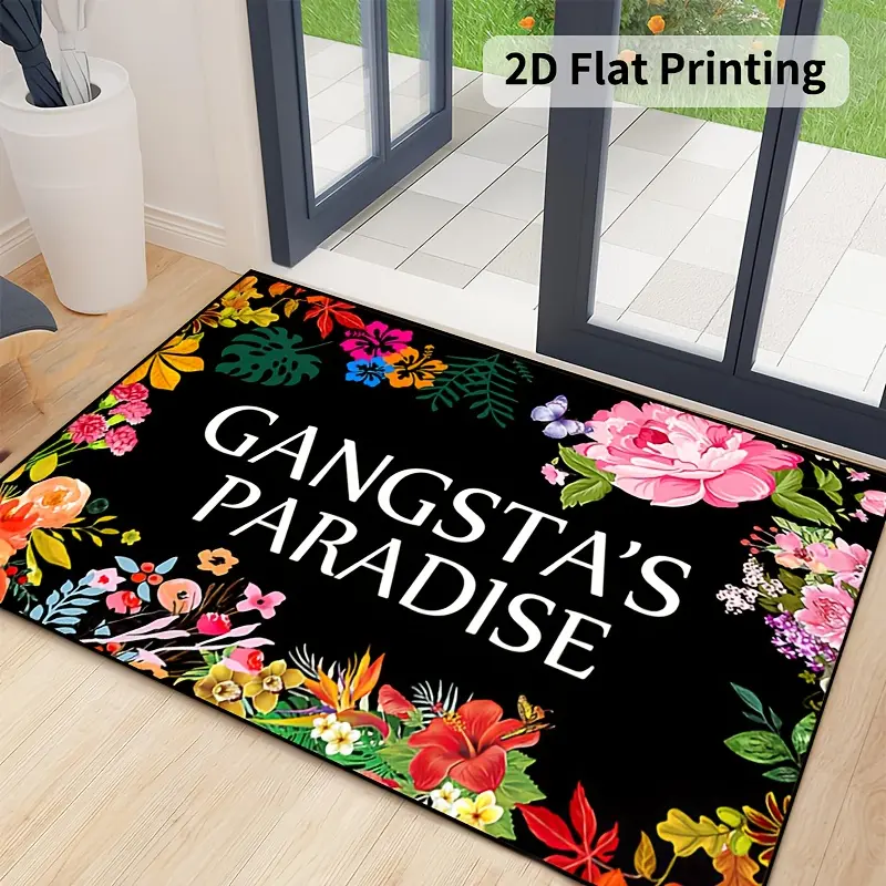 1pc "Gangsta's Paradise" Themed Decorative Indoor Area Rug - Non-Slip Machine Washable Home Decor Floor Mat for Office Game Room with Iconic Song Name, Decorative Rug, Home Decor Rug