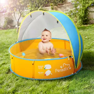 Peradix Paddling Pool for Kids & Pets Infant Ball Pit Tent, Portable Baby Beach Tent, 4-in-1 Pop Up Pool Tent with UPF 50+ Canopy & Mosquito Net, Indoor/Outdoor Playpen Foldable Toys for Child Summer