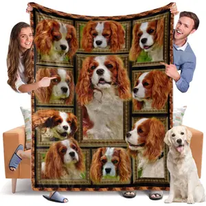 Flannel Blanket |King Charles Cavalier Soft Flannel Throw Blanket, Warm Cozy Fuzzy Dog Lover Gift, Perfect For Couch Sofa Bed Travel| Home & Gift
