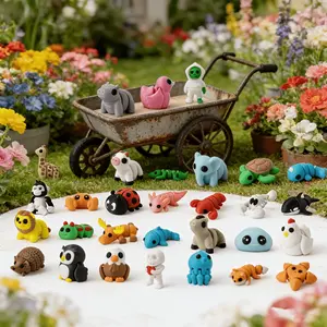 Set of 49 multicolored small animal figurines, perfect for home or office decor, as well as Halloween, Christmas, Easter, Independence Day, and Thanksgiving decorations. Ideal for festive occasions and displ