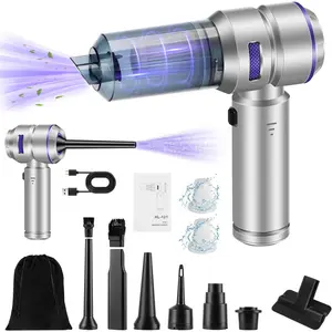 Handheld  Vacuum Portable Cordless - 18000PA High Power with Brushless , 4-in-1 Air Duster, Blower, Pump & Rechargeable Mini Vacuum for , , Office ( Grey+Blue)