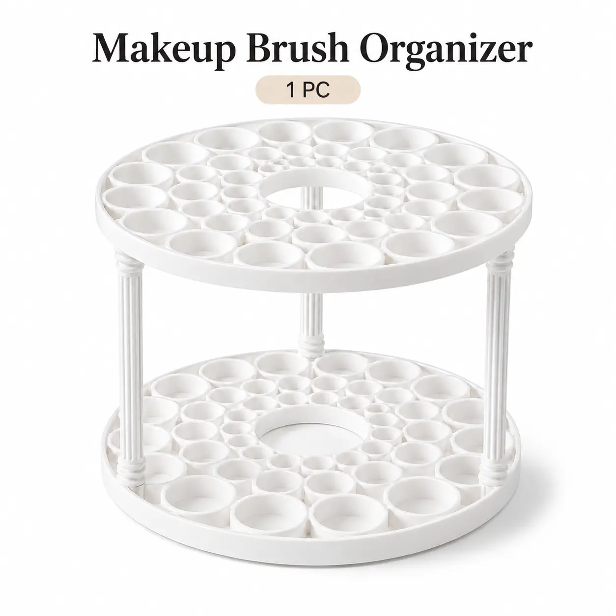 Large Capacity Makeup Org. Caddy - Multi-Compartment Home Organizer Storage Boxes with Brush Holders for Cosmetics, Dorm Room, Home Office Desktops