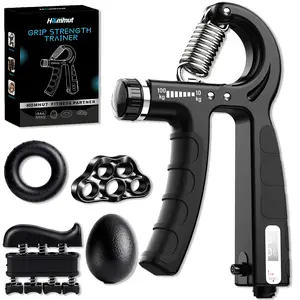 5-in-1 Grip Strengthener Kit, Athlete Grade Adjustable Hand Gripper, Finger Exerciser & Stress Ball Set, Effective Forearm Workout Trainer, Ideal Practical Gift for Boyfriend