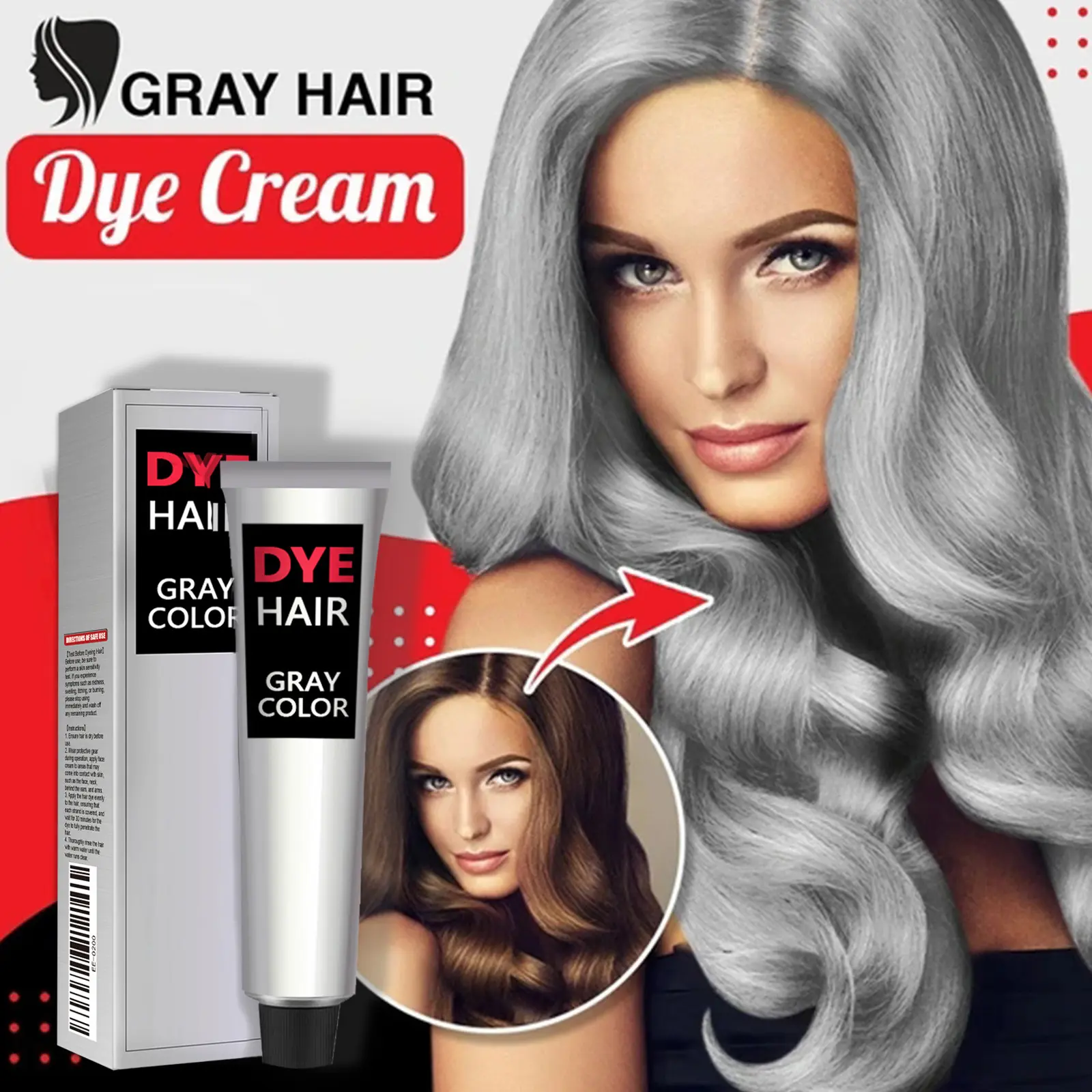 Silver Gray Hair Dye Shampoo, Hair Color Shampoo for Women & Men, Works in Minutes, Long-Lasting Silver Hair Color, Champú Para Canas, Easy to Use, 150g