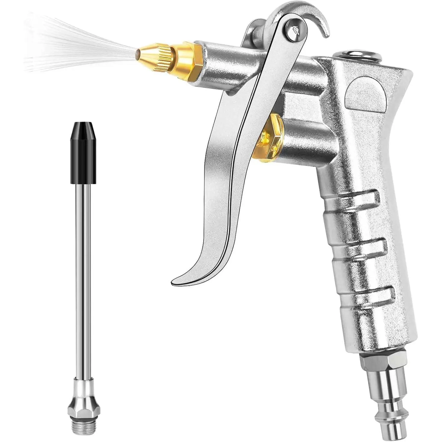 Adjustable Brass Air Nozzle Blow Gun, Heavy-Duty Industrial Air Gun Blower with Steel Extension, Professional Dust Cleaning Tool for Air Compressor Attachments