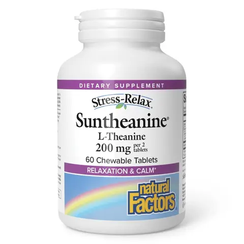 Natural Factors Stress-Relax Suntheanine L-Theanine 100mg Pineapple Flavor Chewable Dietary Supplement - Nootropic for Cognitive Support, Non-Stim, Mood Boost, Natural Sleep Aid, Relaxation for Adults, Caffeine-Free, Fast-Acting Selfcare