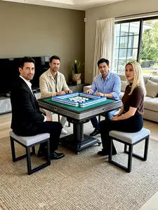 The automatic mahjong table is foldable, equipped with 44mm tiles and comes with 2 sets (with anti-jade wooden frames), suitable for both Chinese and American-style mahjong tiles