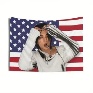 1pc Hyunjin American Flag Flag - Patriotic K-pop Product Suitable as a birthday and concert gift for STAYS， tapestry funny room tapestry durable man