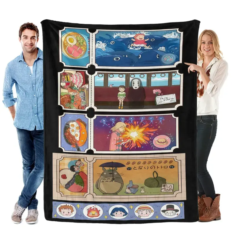 Studio Ghibli Themed Super Soft Flannel Large Blanket Throws - Oversized Marshmallow Blanket Throws, Ideal Gift For Enthusiasts, Suitable For Home, Office Use
