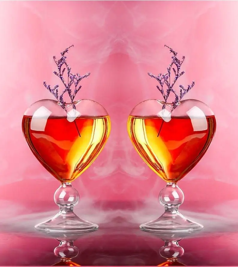 Heart Shaped Cocktail Glass. 8 Oz. Set of 2