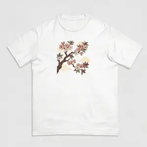 Traditional Sakura Blossom Japanese Art Heavyweight Tee for Women, Garment-Dyed Cotton T-Shirt Unisex