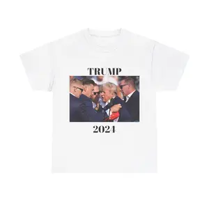 Trump Shot Shirt Casual Classic Cotton Fabric Fashion Menswear Top Basic