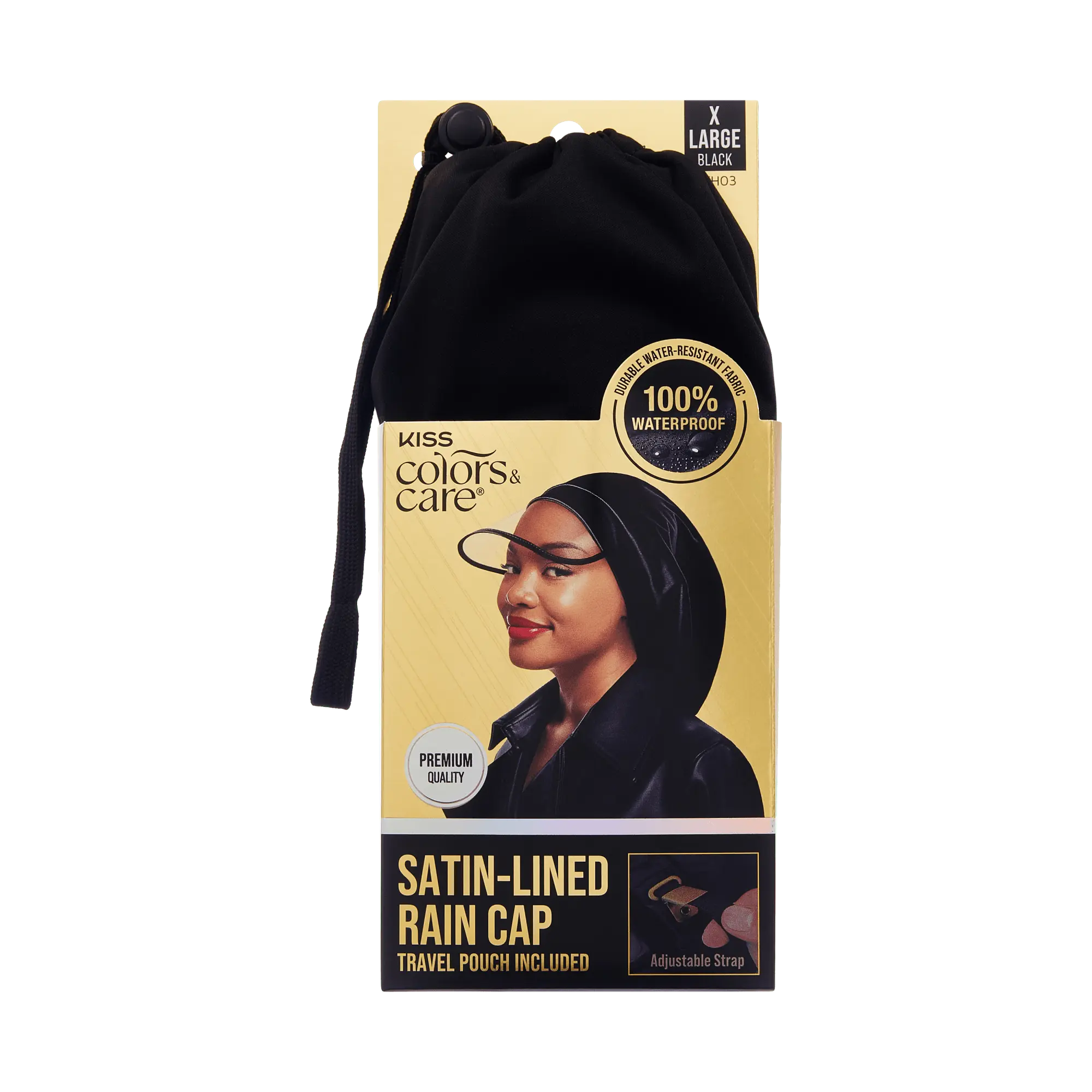 Kiss Colors & Care Satin-Lined Premium Rain Cap - Black Kiss Colors & Care Satin-Lined Premium Rain Cap - Black