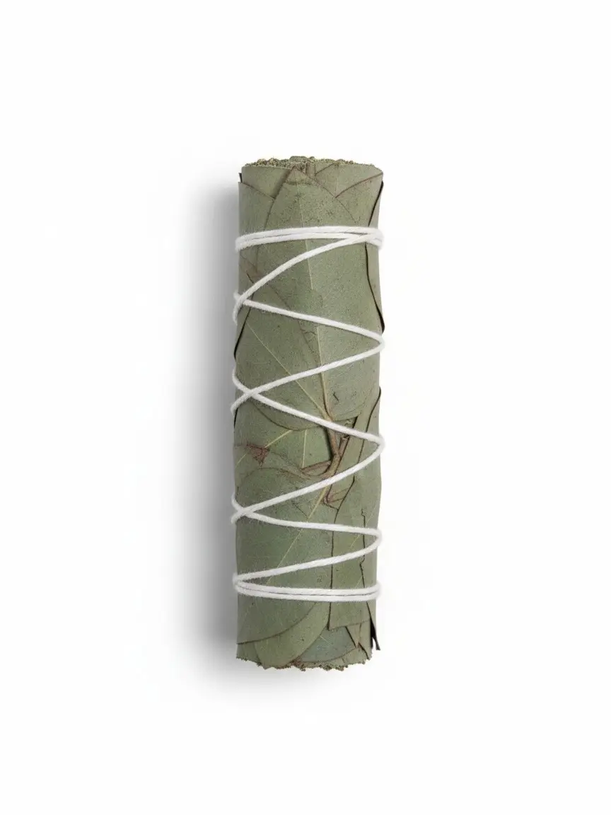 4-Inch Ethically Sourced Eucalyptus Smudge Stick, Natural Cotton String-Wrapped Purifying Herb Bundle for Clarity, Aroma Scented Perfume Fragrance, After-Illness Reset & Rituals Home Religious Decor