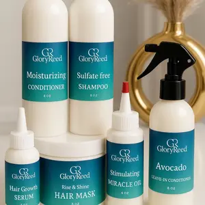 GloryReed Full Kit - Sulfate Free Shampoo, Moisturizing Conditioner, Hair Growth Serum, Miracle Oil, Leave-In Conditioner & Hair Mask for Healthy Hair Growth