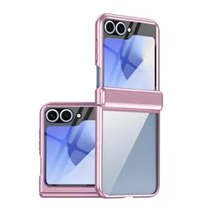 Electroplated Bezel Phone Case, 1 Count Slim Foldable Phone Protective Cover, Phone Accessories Compatible with Samsung Z Flip 6/Flip 5/Flip 4/Flip 3