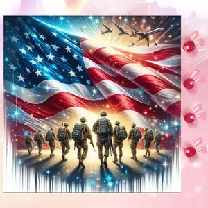 5D DIY Full Drill Round Diamond Painting - Diamond Art Kit Soldier, National Flag, Airplane Mosaic, Canvas - DIY Decorative Painting, Home Wall Decor, Suitable for Halloween and Christmas, Birthday and Anniversary Gifts