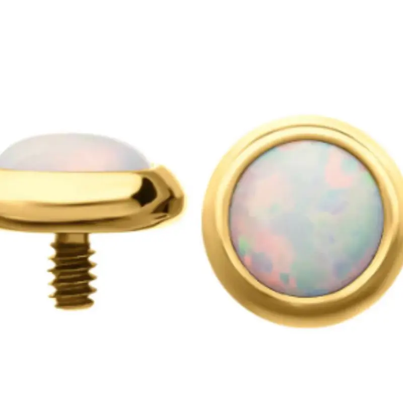 Invictus 14G 24K Gold PVD Opalite Titanium Threaded End