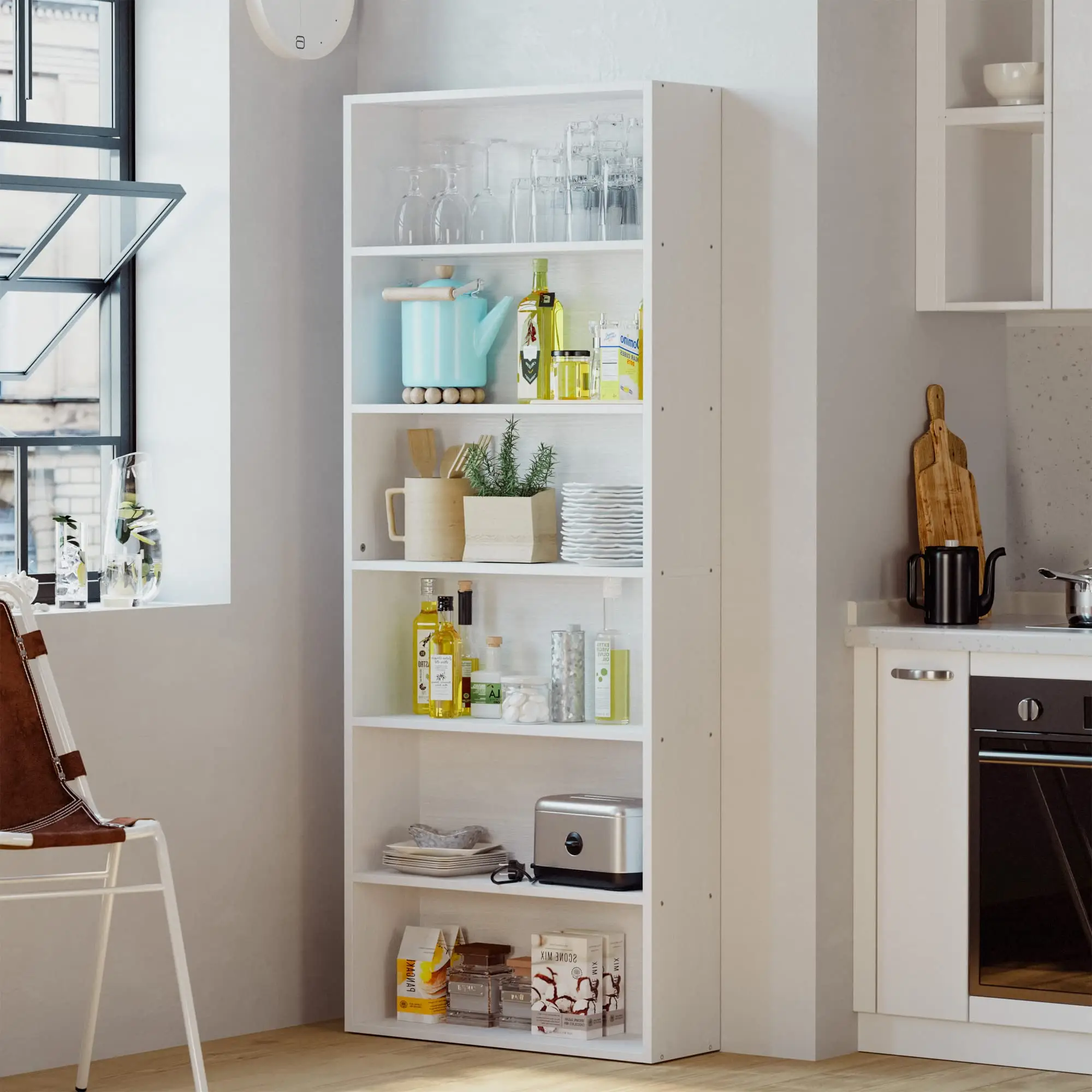 IRONCK Bookshelves and Bookcases Floor Standing 6 Tiers Display Storage Shelves 70 in Tall Bookcase Home Decor Furniture for Home Office, Living Room,