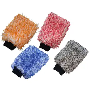 Ultra Soft Plush Microfiber Car Wash Mitt - Black Wristband