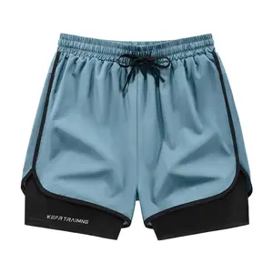 Men's 2-in-1 Adjustable Pocketed Training Shorts - Lightweight, Moisture-Wicking Fabric, Drawstring, Perfect for Sports, Hiking, Adjustable Men's Shorts, Pocketed Men's Shorts