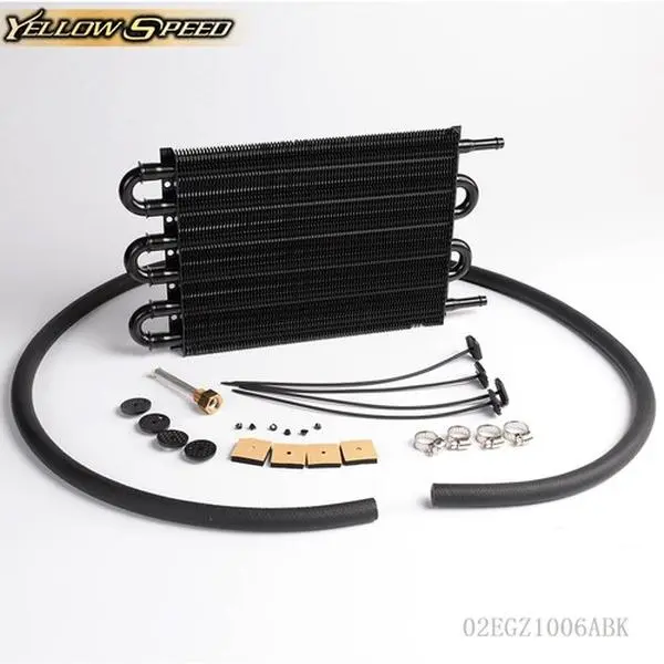 ALLGOOD 6-Row Universal Fit Transmission Oil Cooler Radiator Converter Kit, Aluminum Core for Oil Cooling & Temperature Reduction, Includes Mounting Hardware Oil Filter Oil Change